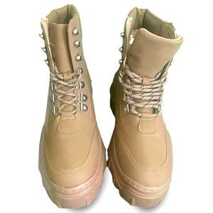 Never Worn! - NWT - PrettyLittleThing - Sand Platform Chunky Combat Boot